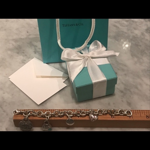Tiffany & Co. Charm Heart Bracelet w/ Etoile Pink Sapphire & Blue Heart Purse - Picture 5 of 14